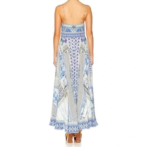 Camilla Salvador Summer Long Silk Maxi Dress‎ With Tie Front Size Small - Picture 15 of 16